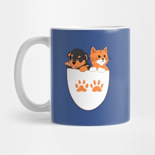 cute kitten and puppy in pocket Mug